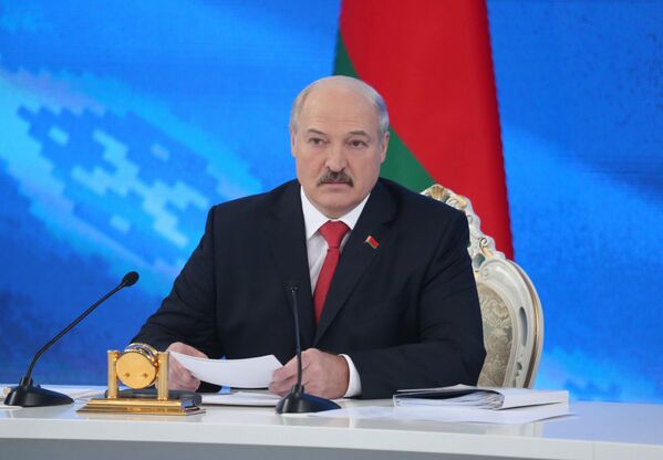#Президент Белоруссии Александр Лукашенко на пресс-конференции в Минске.