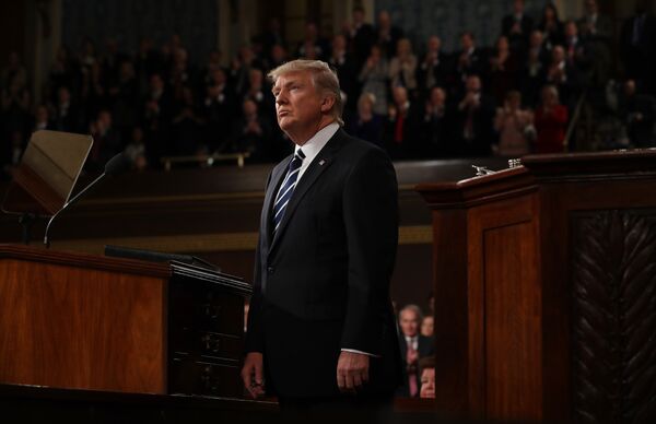 Президент США Дональд Трамп во время выступления перед конгрессом. 28 февраля 2017