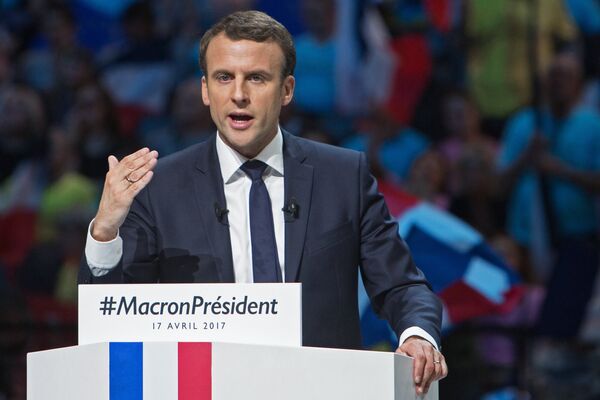 Кандидат в президенты Франции, лидер движения Вперёд! (En Marche) Эммануэль Макрон