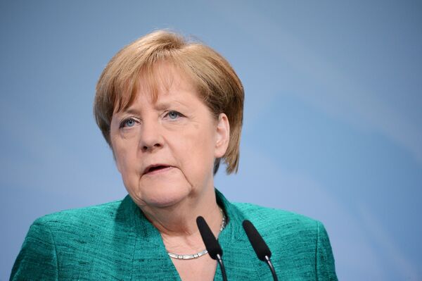 %Канцлер Германии Ангела Меркель на саммите Группы двадцати в Гамбурге. 8 июля 2017