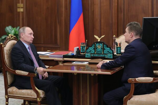 Президент РФ Владимир Путин и председатель правления компании Газпром Алексей Миллер во время встречи. 28 ноября 2017