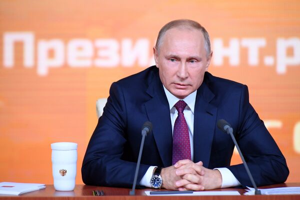 #Президент РФ Владимир Путин во время большой ежегодной пресс-конференции