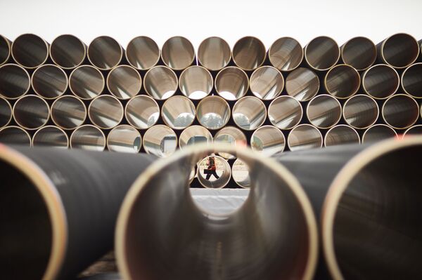 #Трубы для газопровода Северный поток ‑ 2 на заводе по обетонированию в Котке, Финляндия