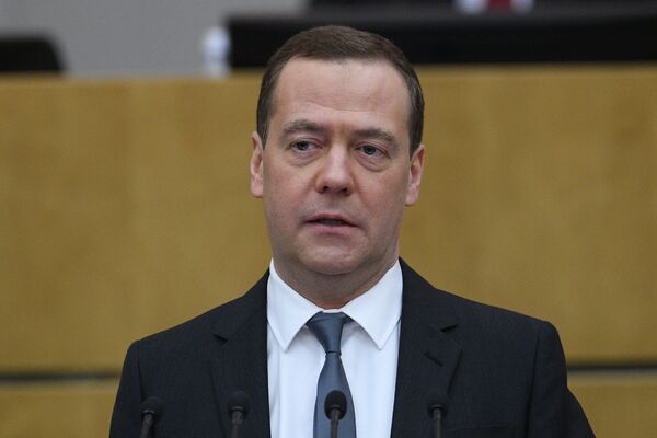 Дмитрий Медведев перед выступлением в Государственной Думе РФ. 11 апреля 2018