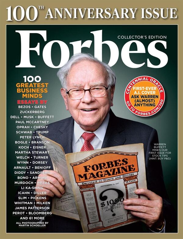 #Обложка юбилейного выпуска журнала Forbes с портретом миллиардера Уоррена Баффета