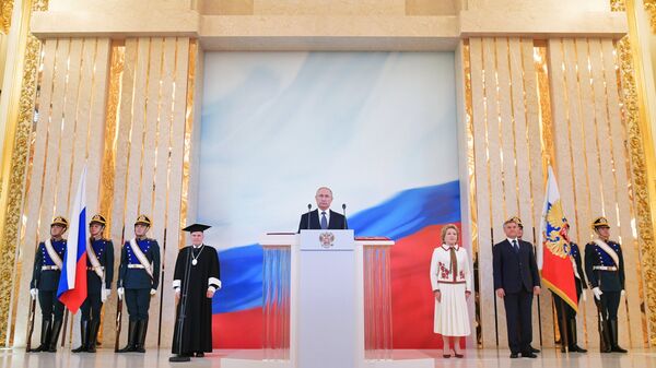 #Избранный президент РФ Владимир Путин во время церемонии инаугурации в Кремле. 7 мая 2018