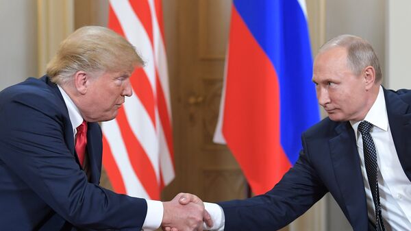 %Встреча президента РФ Владимира Путина и президента США Дональда Трампа в Хельсинки. 16 июля 2018