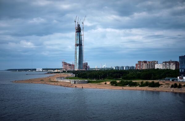 %Строительство делового комплекса Лахта-центр в Санкт-Петербурге