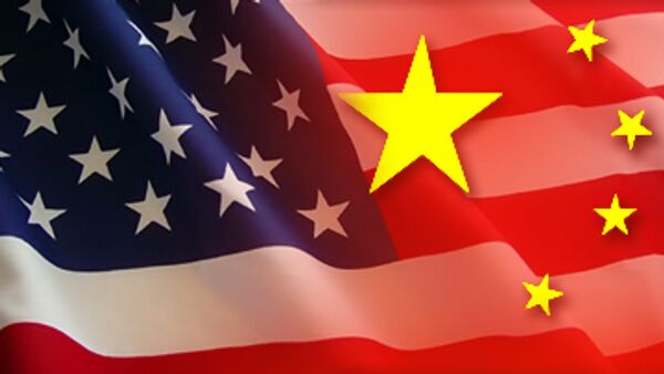 %Флаги США и Китая