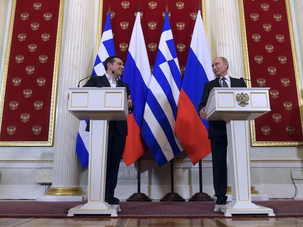 %Встреча президента РФ В. Путина с премьер-министром Греции А. Ципрасом