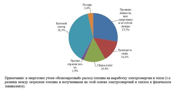 Рис. 7. Структура расхода топлива и энергии на территории города Москвы по укрупненным секторам экономики в 2016 г. Рис. 7. Структура расхода топлива и энергии на территории города Москвы по укрупненным секторам экономики в 2016 г.