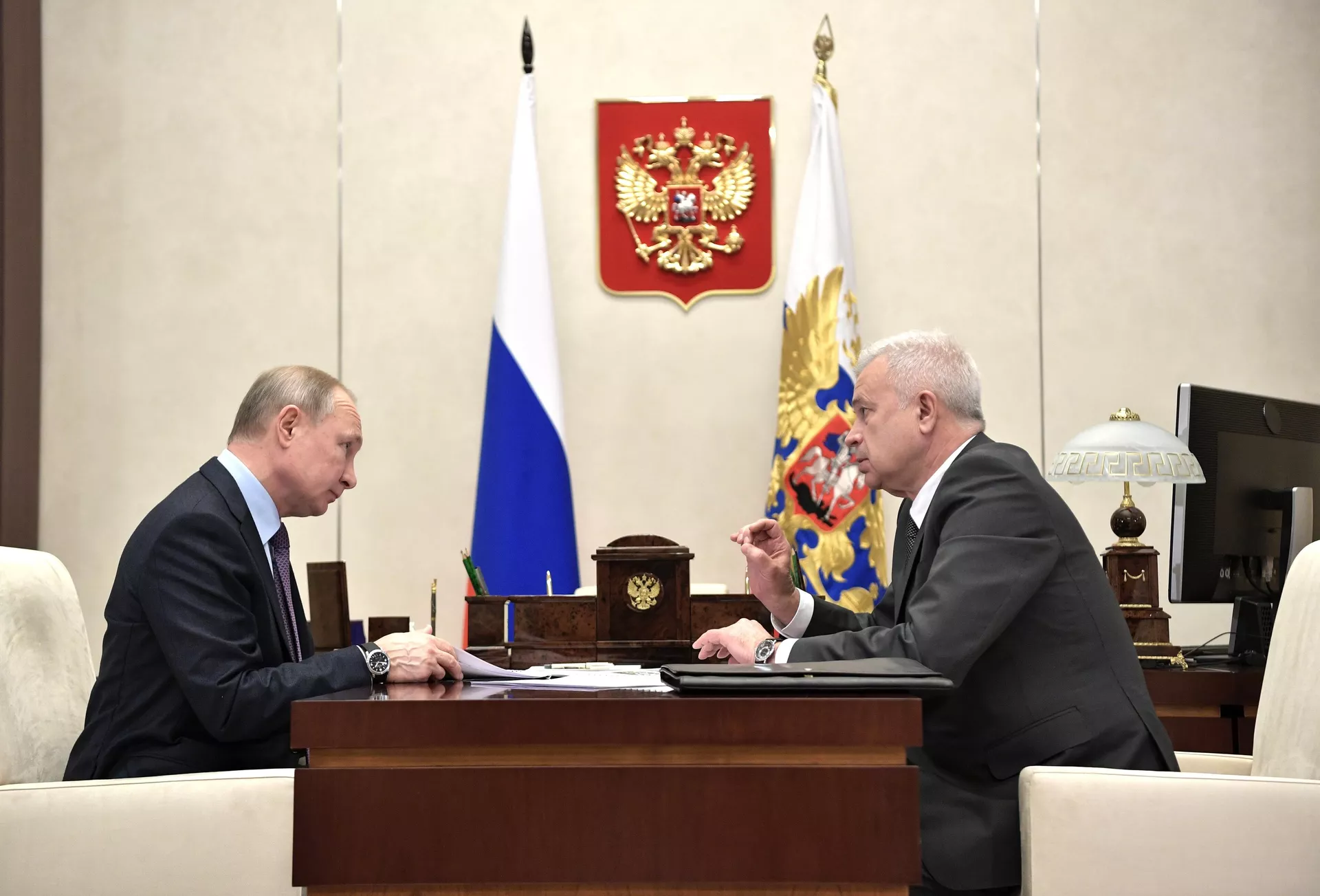 Президент РФ В. Путин встретился с главой ПАО Лукойл В. Алекперовым - ПРАЙМ, 1920, 09.04.2021