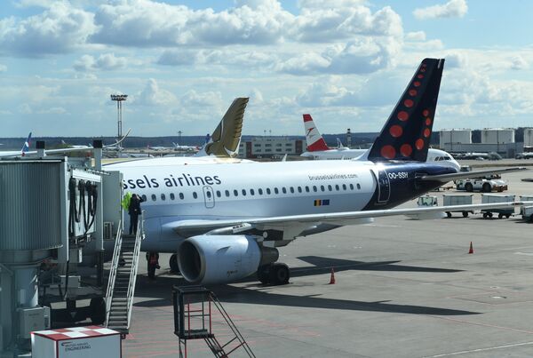 Самолет Airbus A319 авиакомпании Brussels airlines в аэропорту Домодедово.