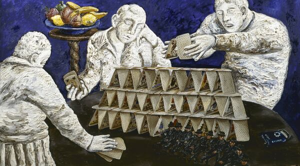 Репродукция картины художника Натальи Игоревны Нестеровой Складывающие карточный домик