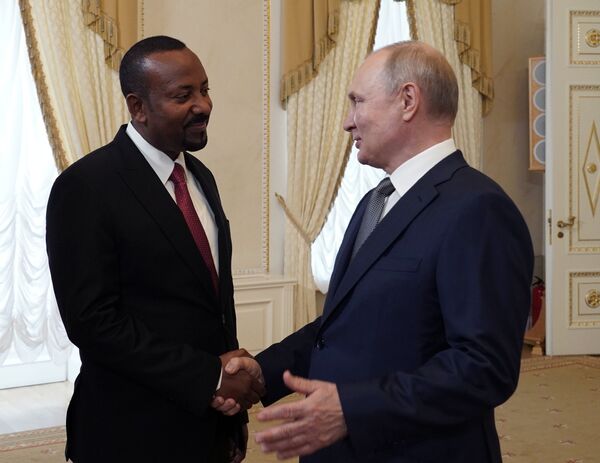 Президент РФ В. Путин провел встречу с премьер-министром Эфиопии А. Ахмедом
