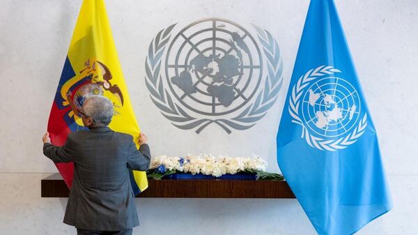 Флаги ООН и Эквадора