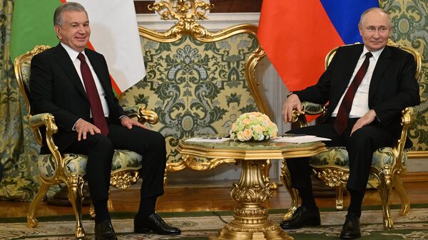 Переговоры президента РФ В. Путина и президента Узбекистана Ш. Мирзиеева