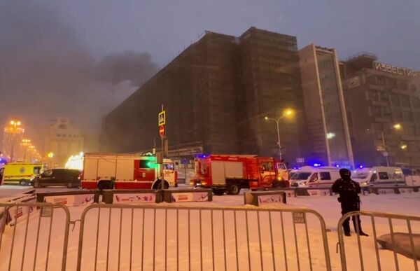 Пожар на Пушкинской площади в Москве